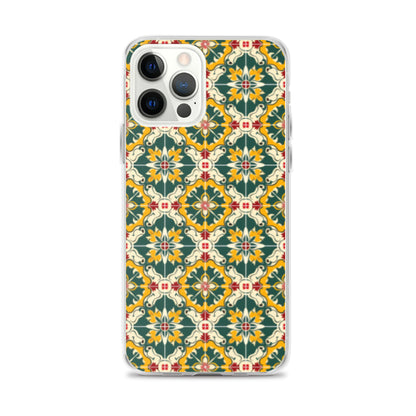 iPhone Case Green Colorful Traditional Maltese Cement Tile Pattern