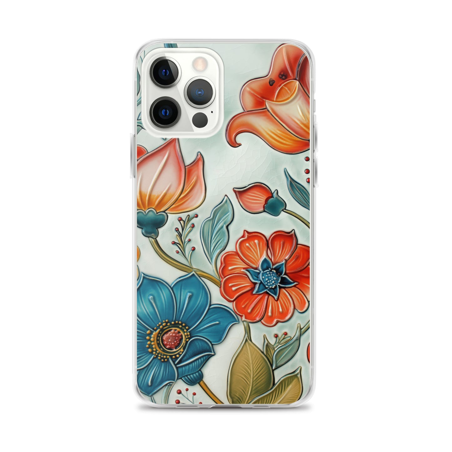 iPhone Case Painted Ceramic Tile Flowers