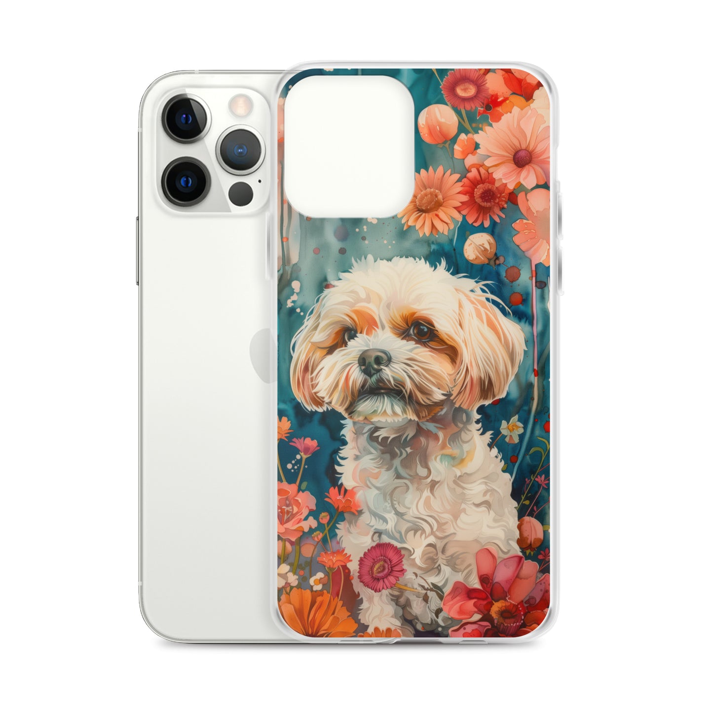 iPhone Case Watercolor Shih Tzu with Colorful Flowers