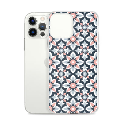 iPhone Case Geometric Flowers Pastel Pink and Blue