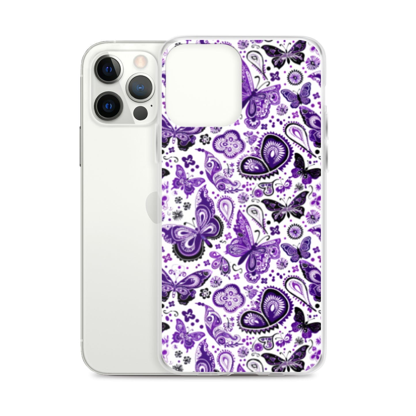 iPhone Case White and Purple Butterfly Paisley