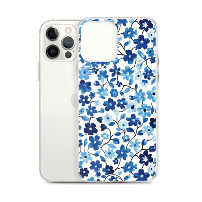 iPhone Case Blue Watercolor Flowers