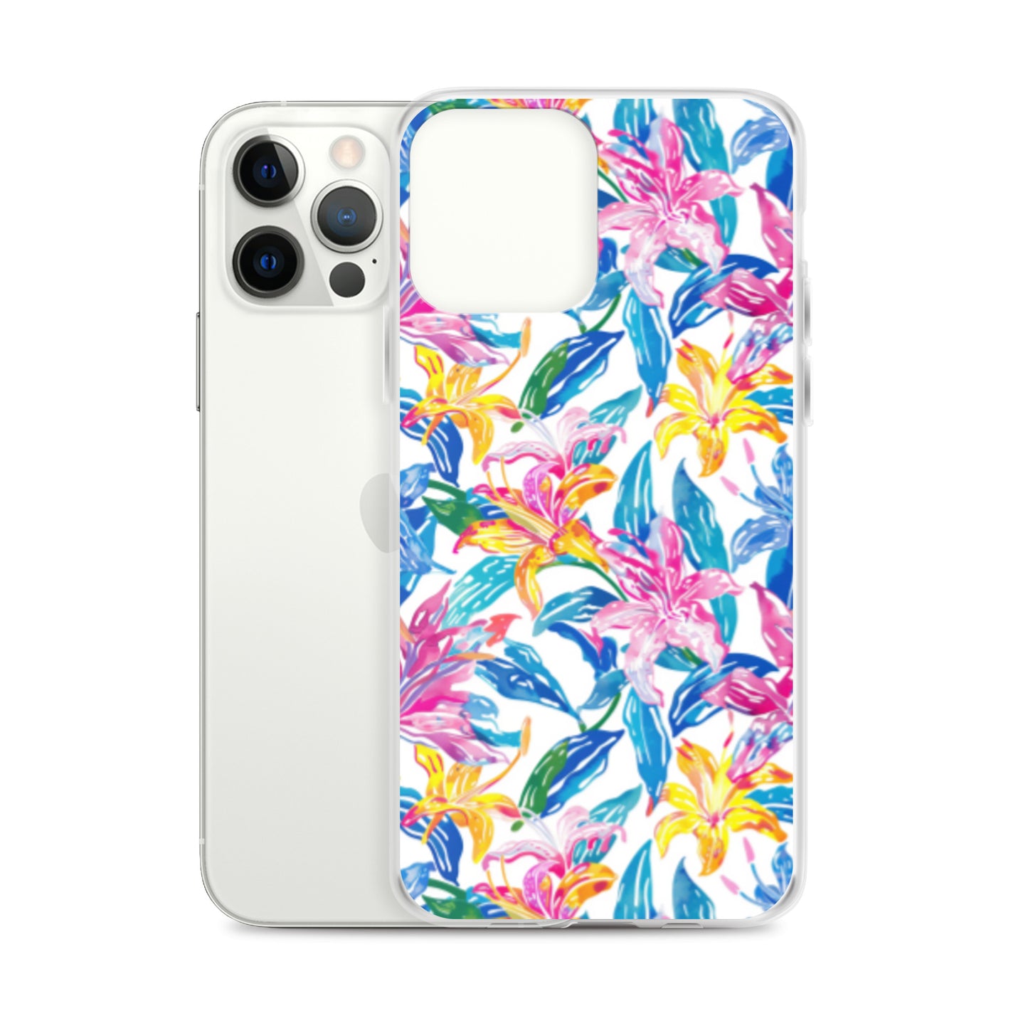 iPhone Case Colorful Floral Watercolor Blue Yellow Pink