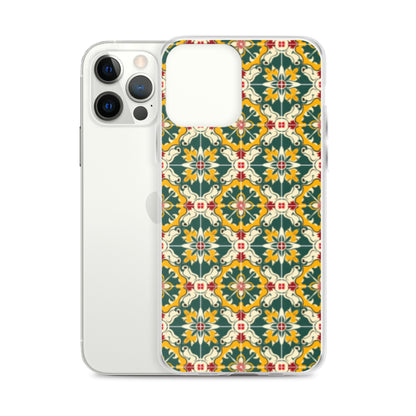 iPhone Case Green Colorful Traditional Maltese Cement Tile Pattern