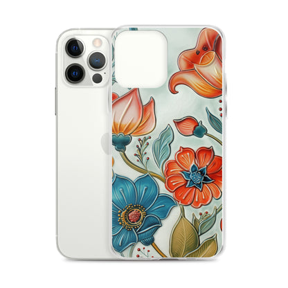 iPhone Case Painted Ceramic Tile Flowers