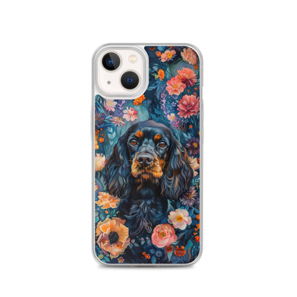 iPhone Case Watercolor Cocker Spaniel with Colorful Flowers