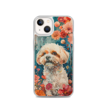 iPhone Case Watercolor Shih Tzu with Colorful Flowers