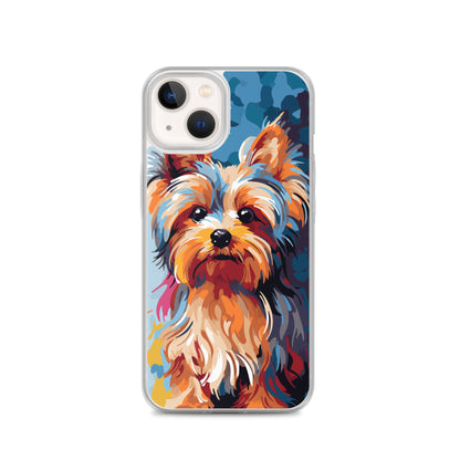 iPhone Case Painted Yorkshire Terrier Blue