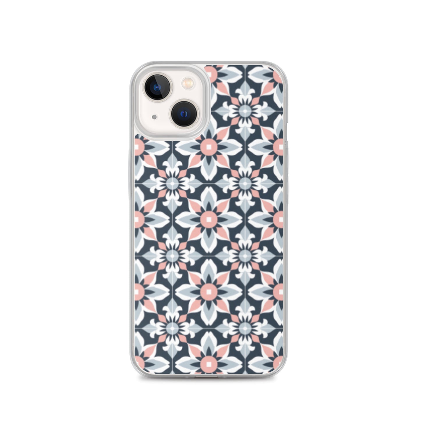 iPhone Case Geometric Flowers Pastel Pink and Blue