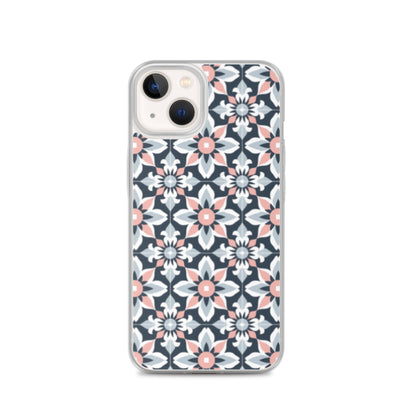 iPhone Case Geometric Flowers Pastel Pink and Blue
