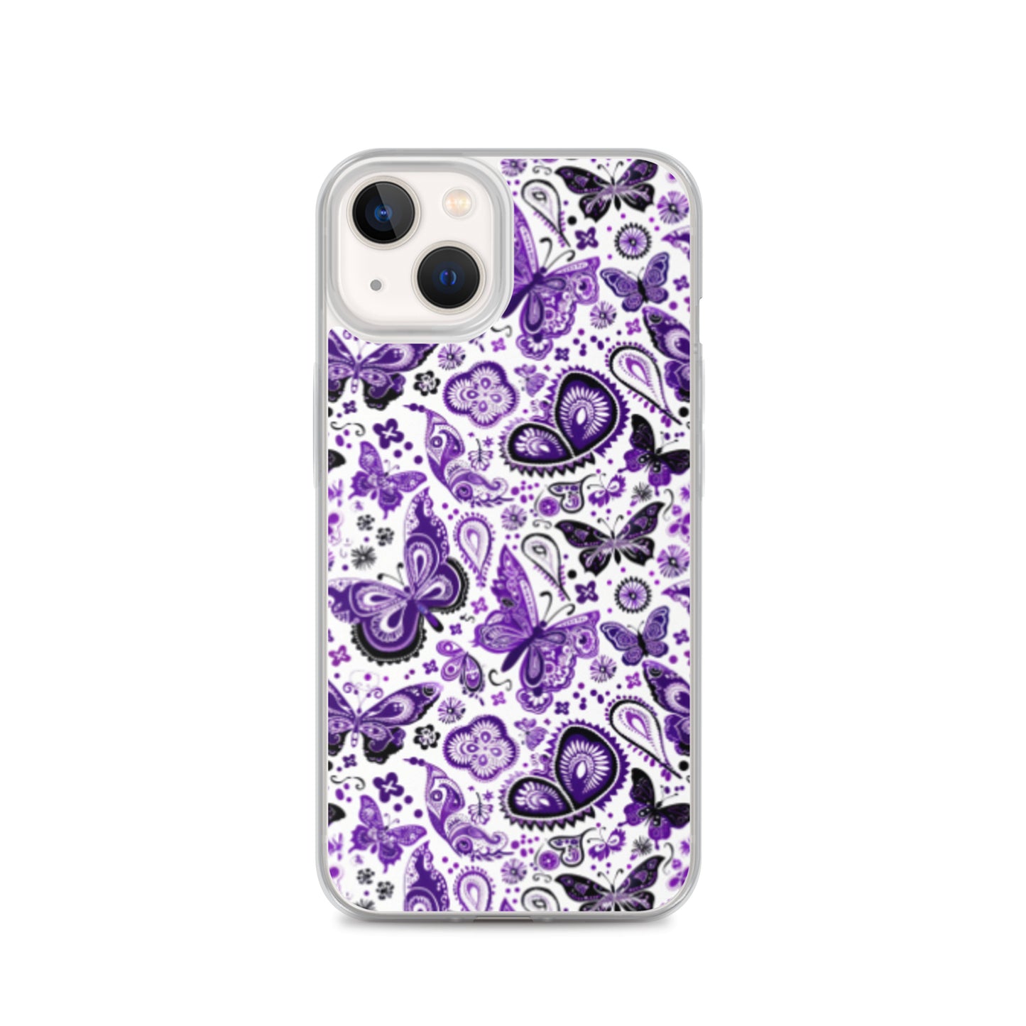 iPhone Case White and Purple Butterfly Paisley