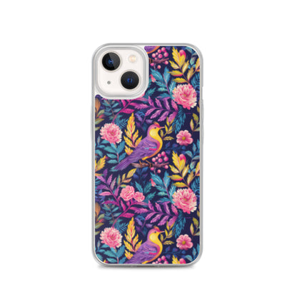 iPhone Case Colorful Flowers Plants and Birds