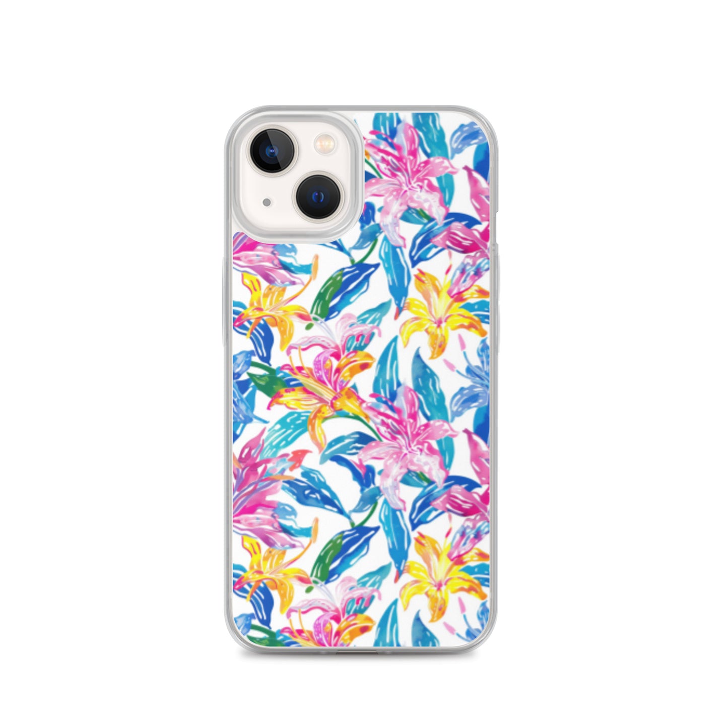 iPhone Case Colorful Floral Watercolor Blue Yellow Pink