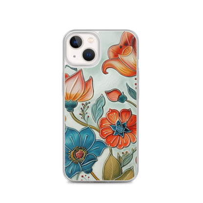 iPhone Case Painted Ceramic Tile Flowers