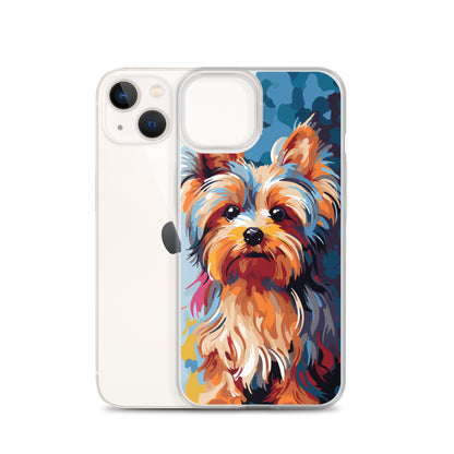 iPhone Case Painted Yorkshire Terrier Blue