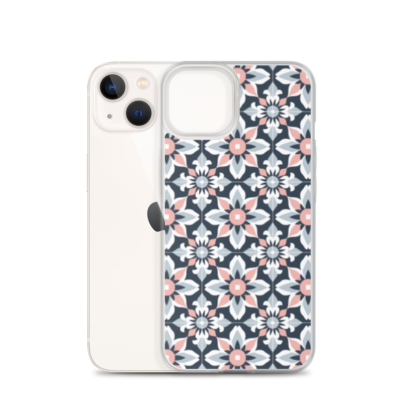 iPhone Case Geometric Flowers Pastel Pink and Blue