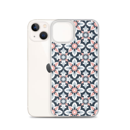 iPhone Case Geometric Flowers Pastel Pink and Blue