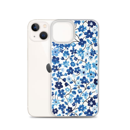 iPhone Case Blue Watercolor Flowers