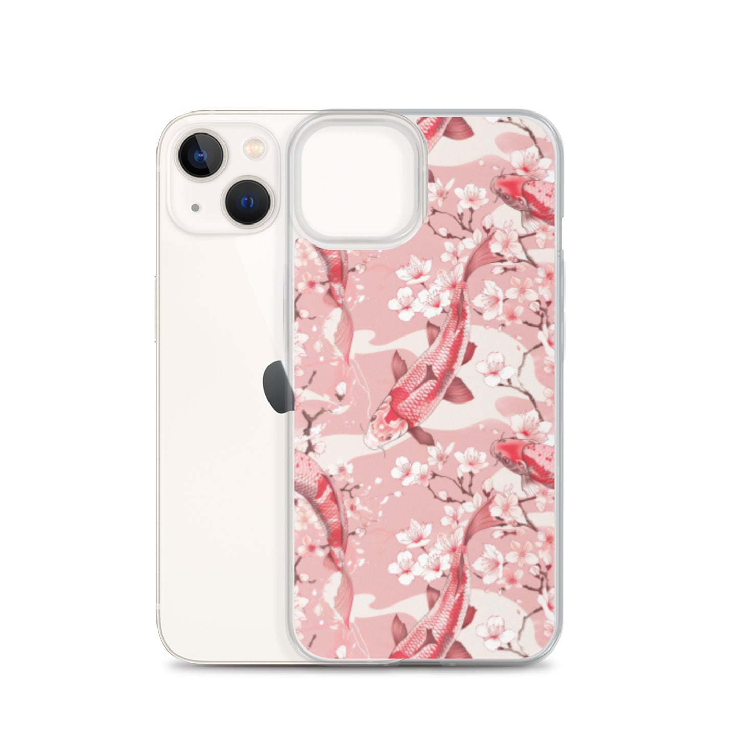 iPhone Case Pink Japanese Koi Fish and Cherry Blossoms