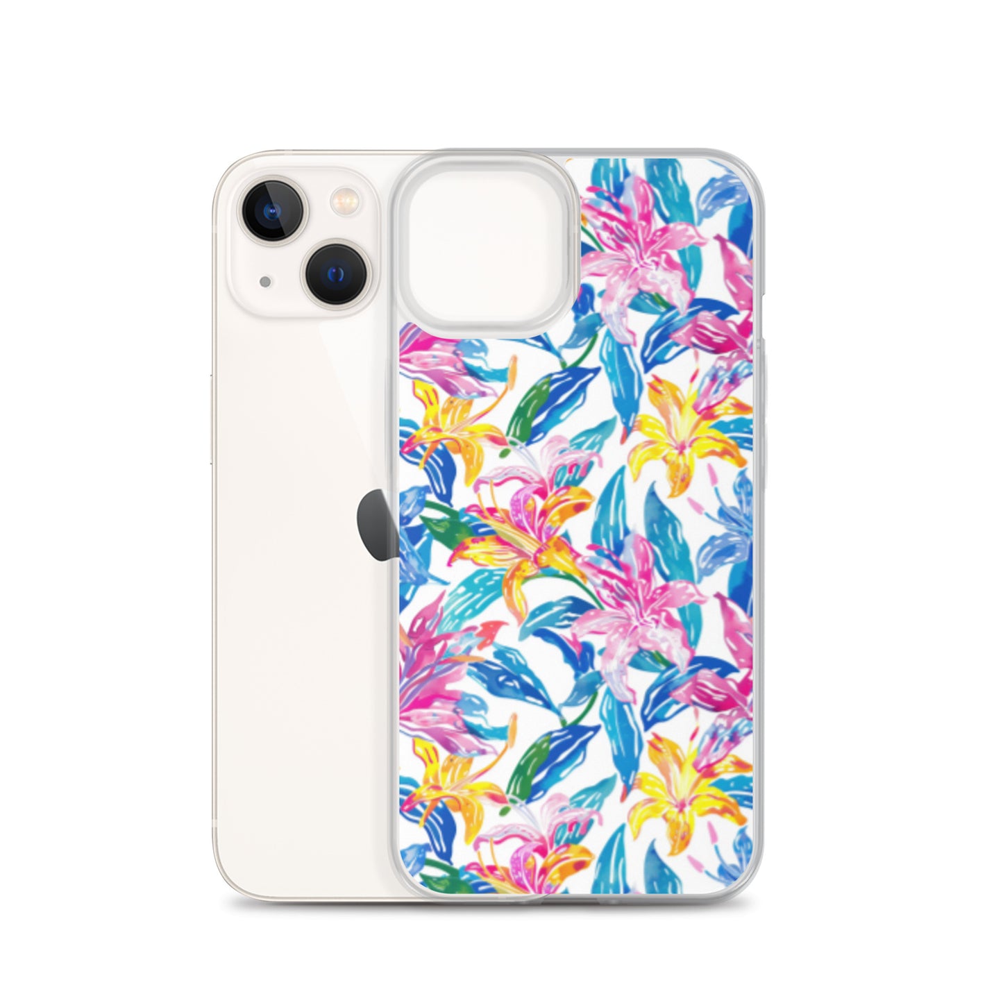 iPhone Case Colorful Floral Watercolor Blue Yellow Pink