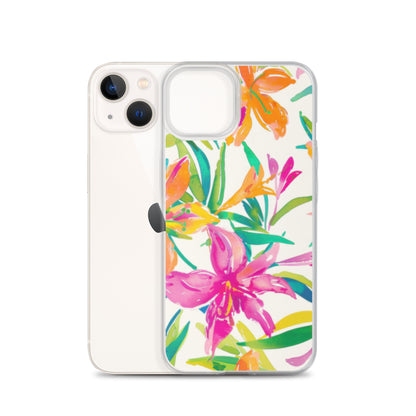 iPhone Case Colorful Floral Watercolor Pink Orange