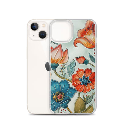 iPhone Case Painted Ceramic Tile Flowers