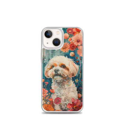 iPhone Case Watercolor Shih Tzu with Colorful Flowers