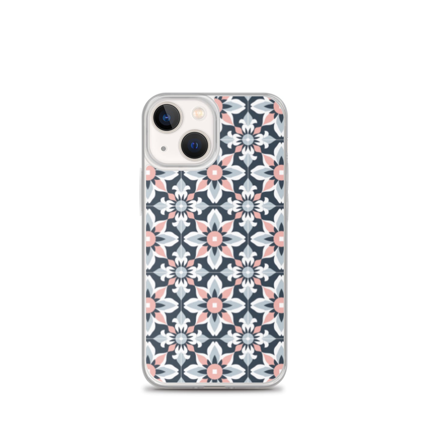 iPhone Case Geometric Flowers Pastel Pink and Blue