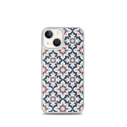 iPhone Case Geometric Flowers Pastel Pink and Blue