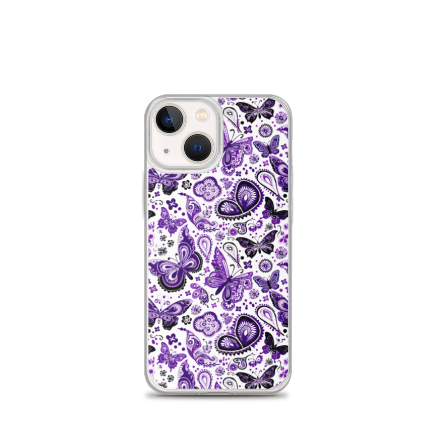 iPhone Case White and Purple Butterfly Paisley