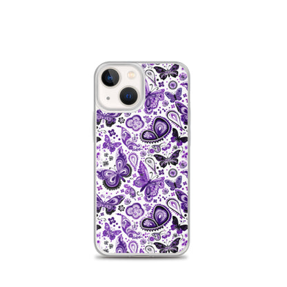 iPhone Case White and Purple Butterfly Paisley