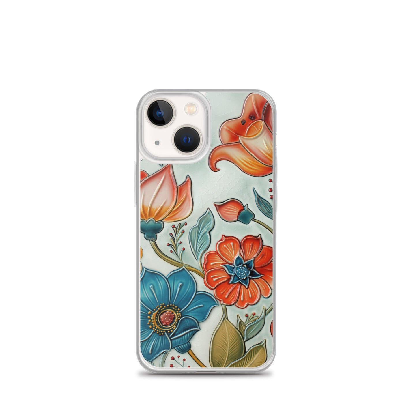 iPhone Case Painted Ceramic Tile Flowers