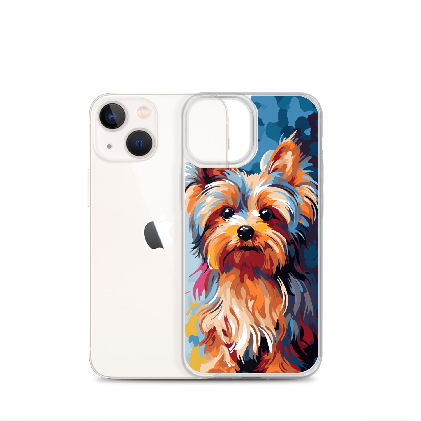 iPhone Case Painted Yorkshire Terrier Blue