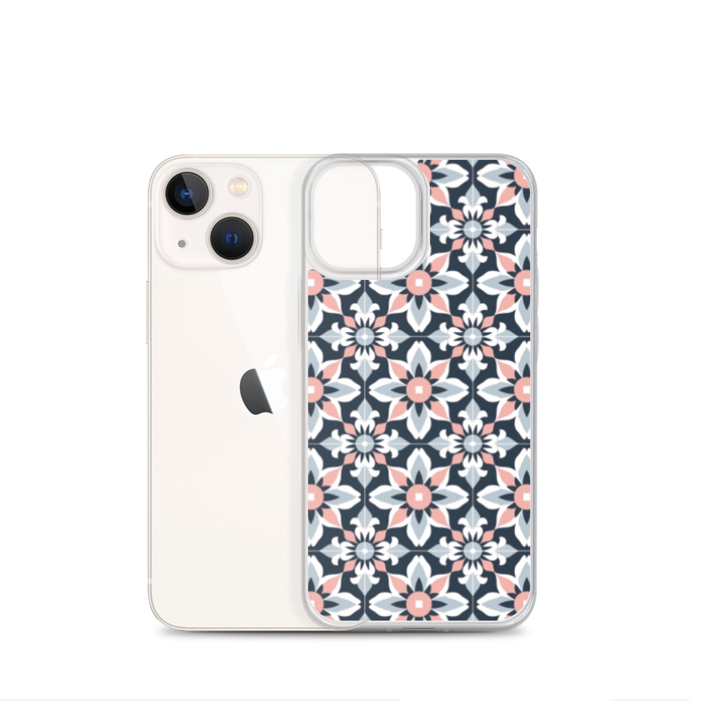 iPhone Case Geometric Flowers Pastel Pink and Blue