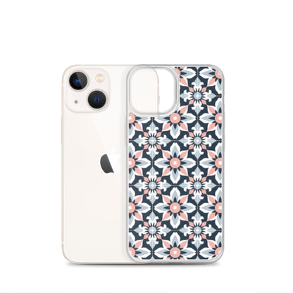 iPhone Case Geometric Flowers Pastel Pink and Blue