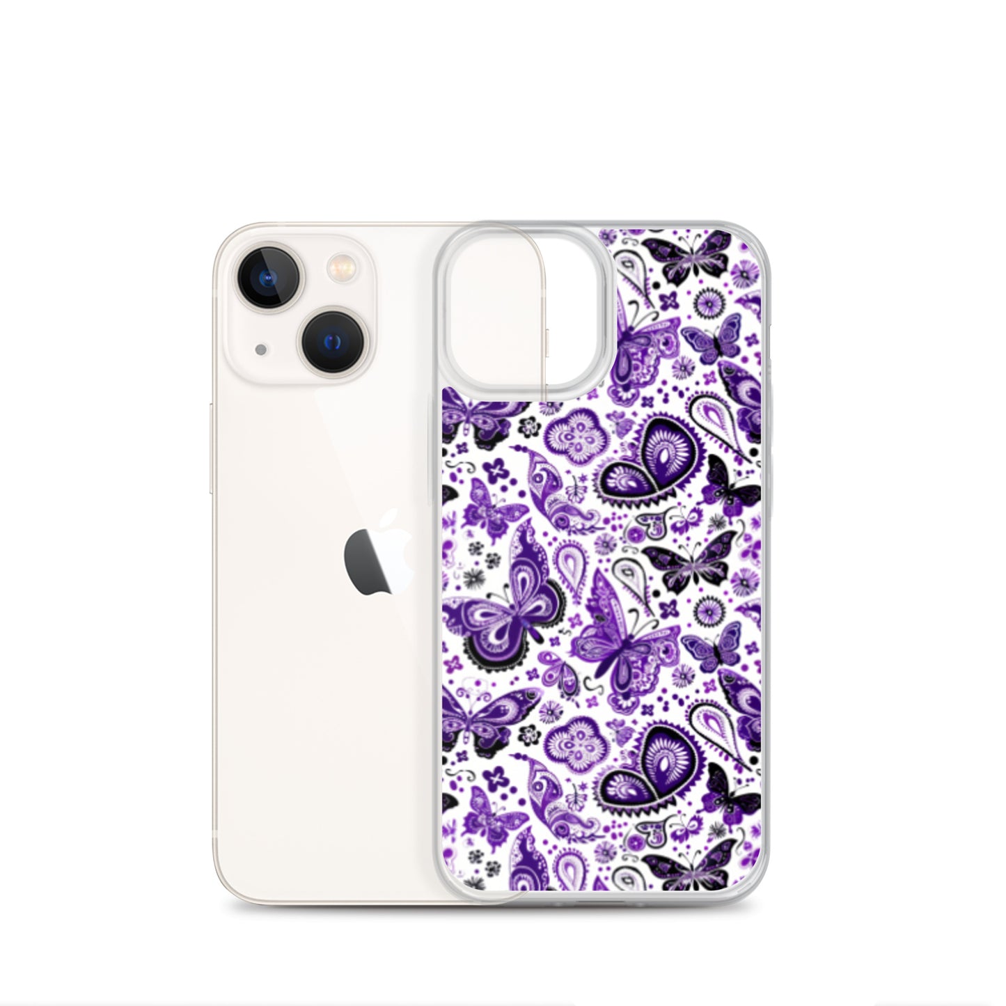 iPhone Case White and Purple Butterfly Paisley