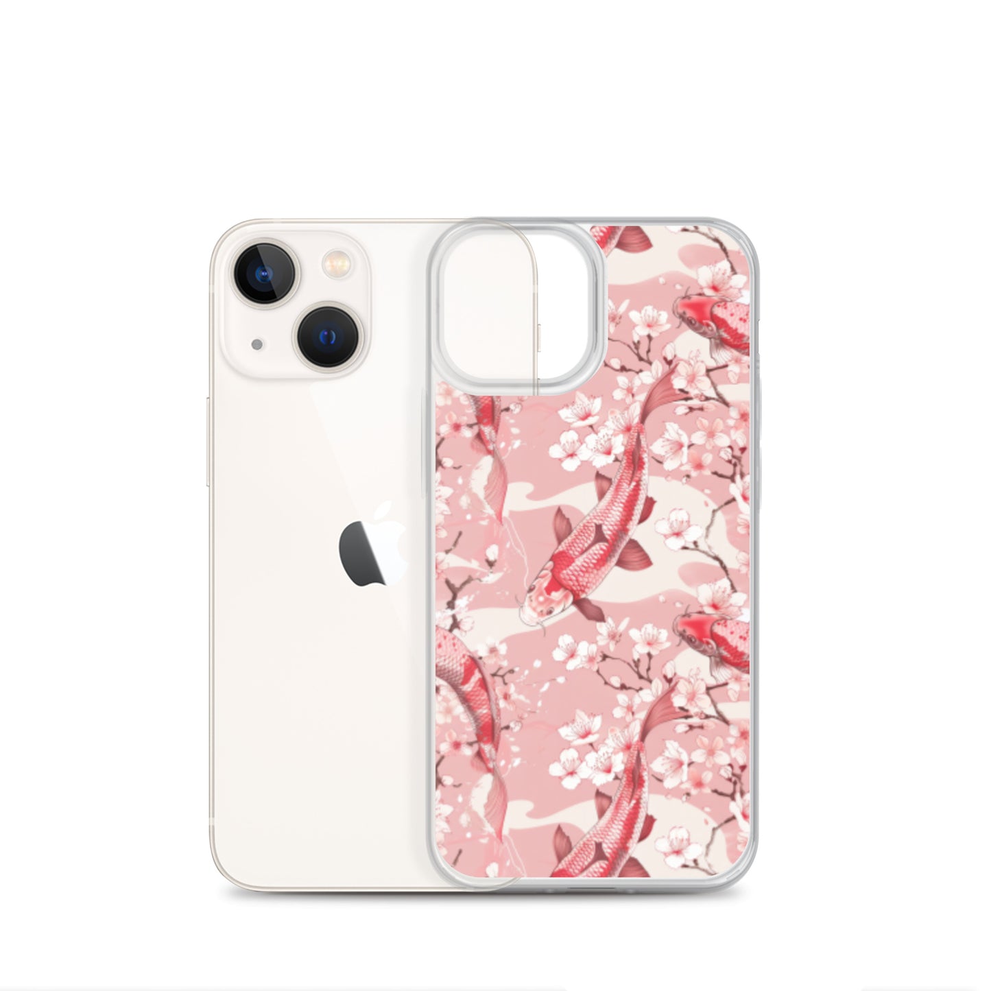 iPhone Case Pink Japanese Koi Fish and Cherry Blossoms