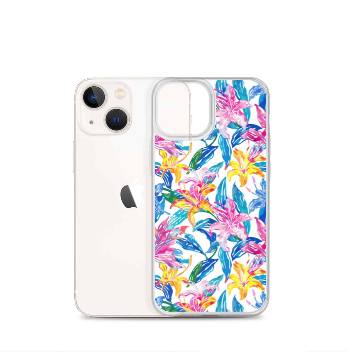 iPhone Case Colorful Floral Watercolor Blue Yellow Pink