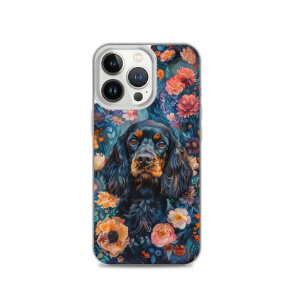 iPhone Case Watercolor Cocker Spaniel with Colorful Flowers