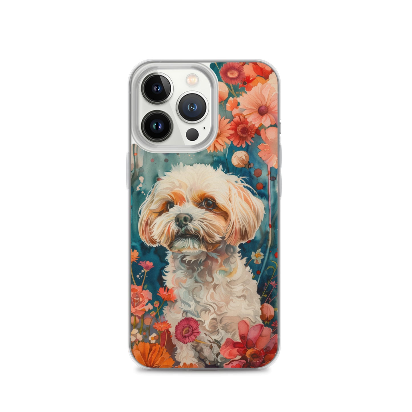 iPhone Case Watercolor Shih Tzu with Colorful Flowers