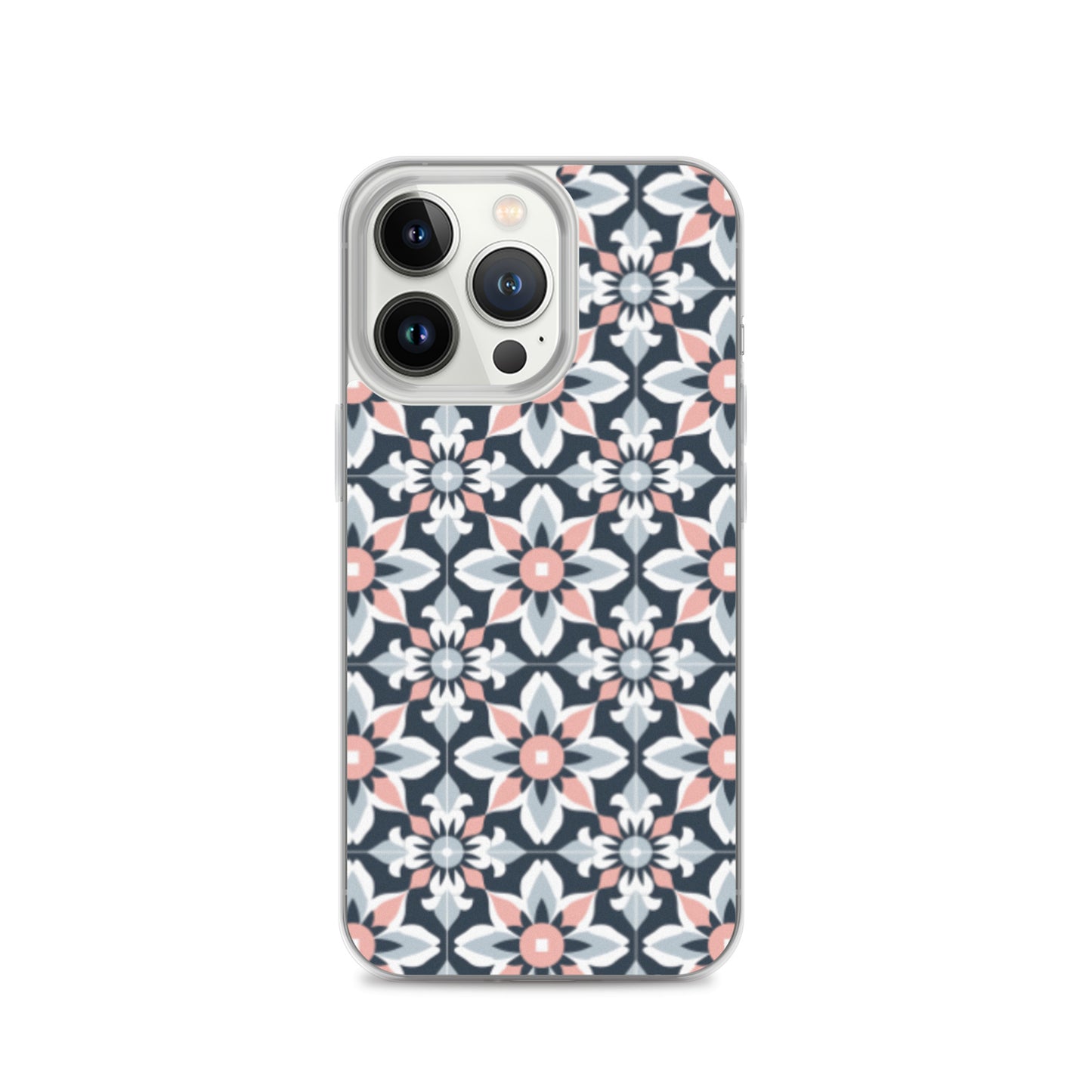 iPhone Case Geometric Flowers Pastel Pink and Blue