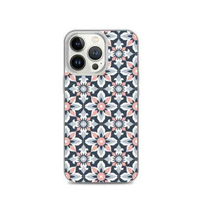 iPhone Case Geometric Flowers Pastel Pink and Blue