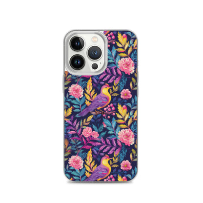 iPhone Case Colorful Flowers Plants and Birds