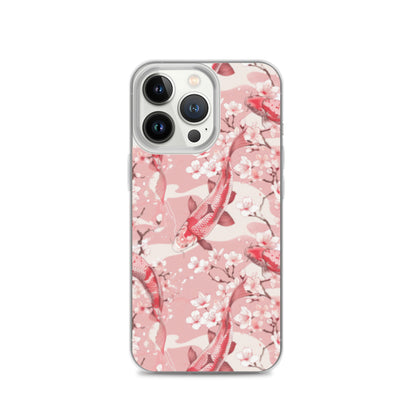 iPhone Case Pink Japanese Koi Fish and Cherry Blossoms