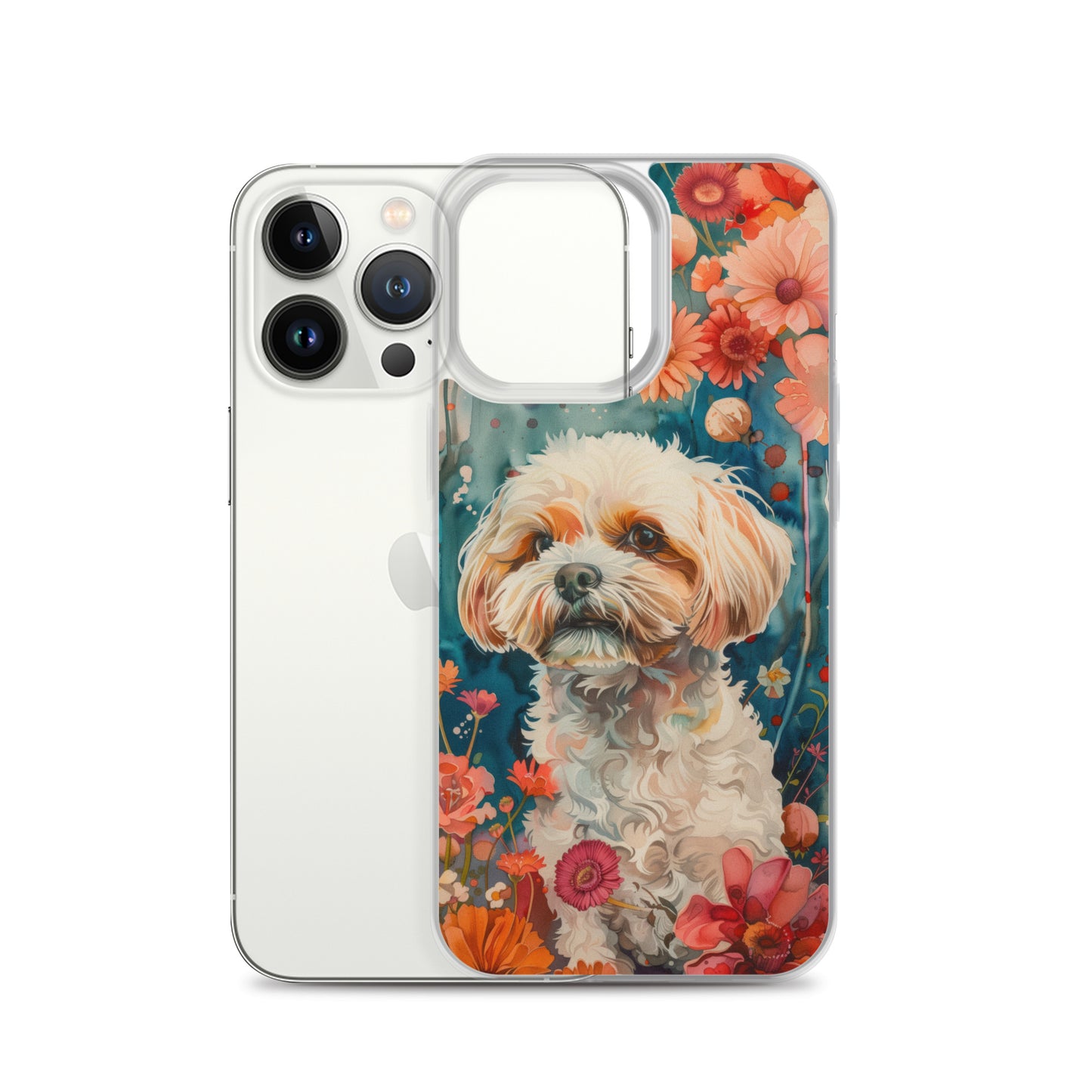iPhone Case Watercolor Shih Tzu with Colorful Flowers