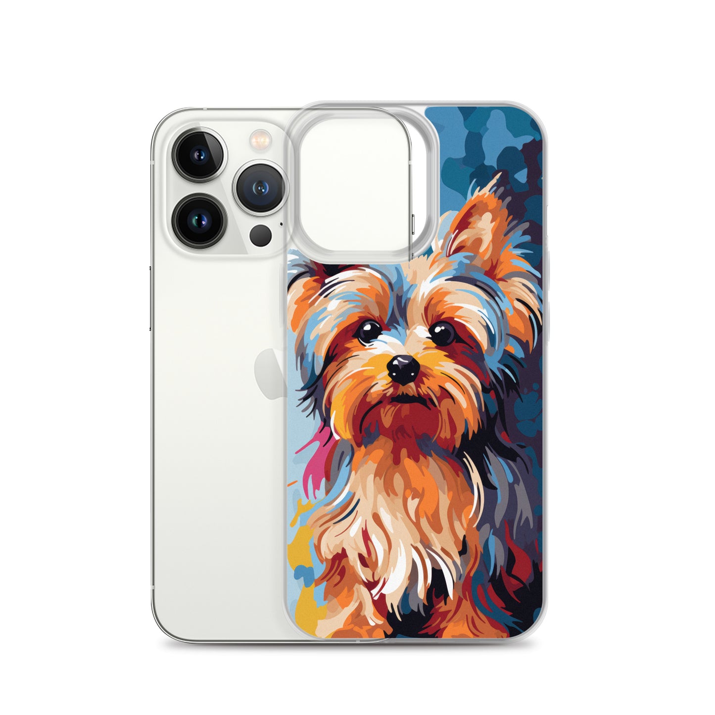 iPhone Case Painted Yorkshire Terrier Blue