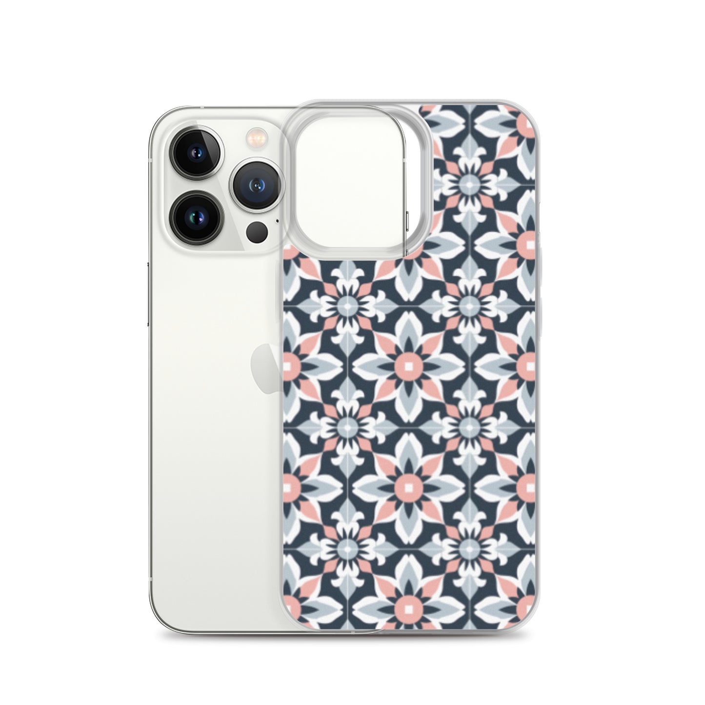 iPhone Case Geometric Flowers Pastel Pink and Blue
