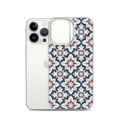 iPhone Case Geometric Flowers Pastel Pink and Blue