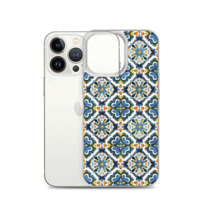 iPhone Case Colorful Andalusian Ceramic Tile Green Blue Orange