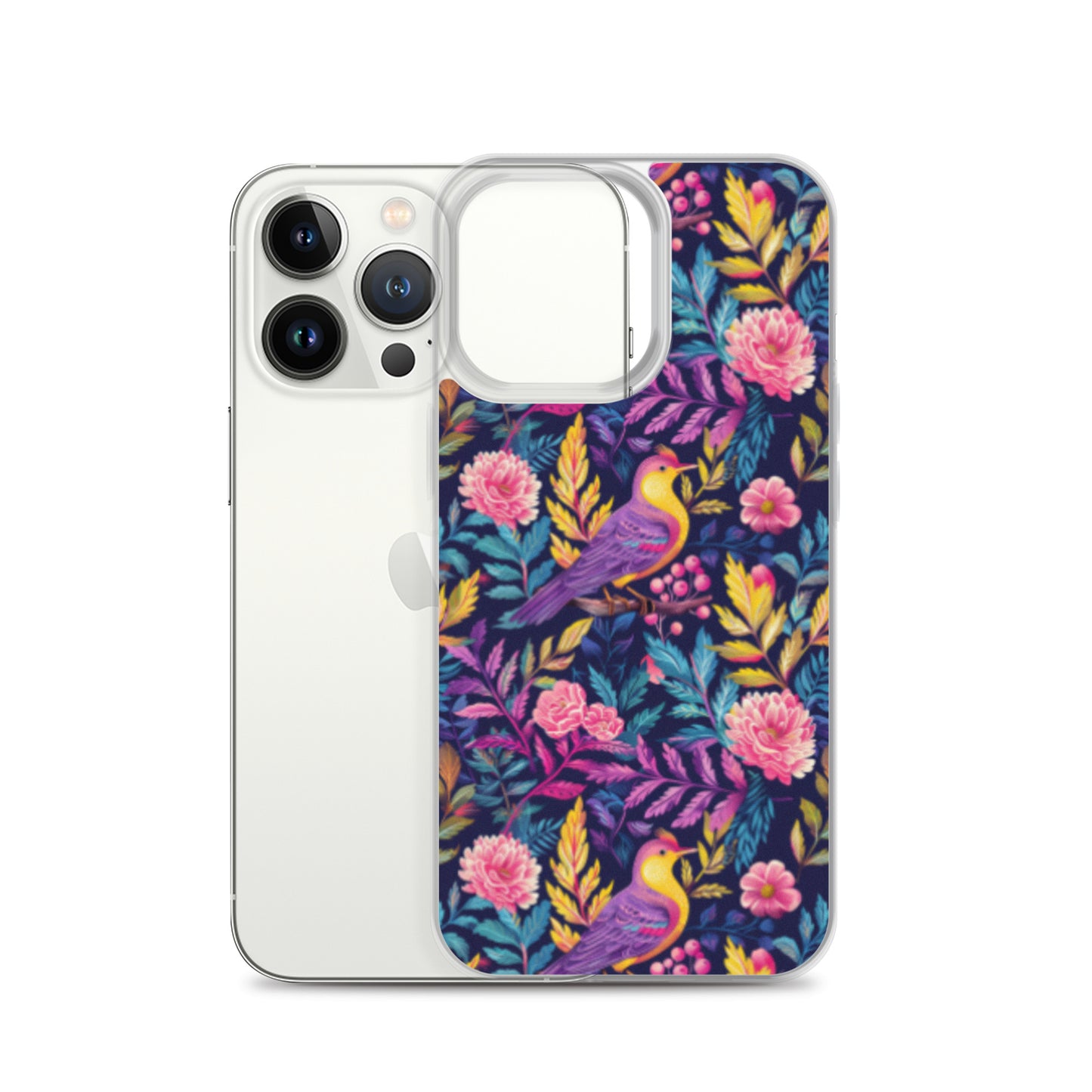 iPhone Case Colorful Flowers Plants and Birds
